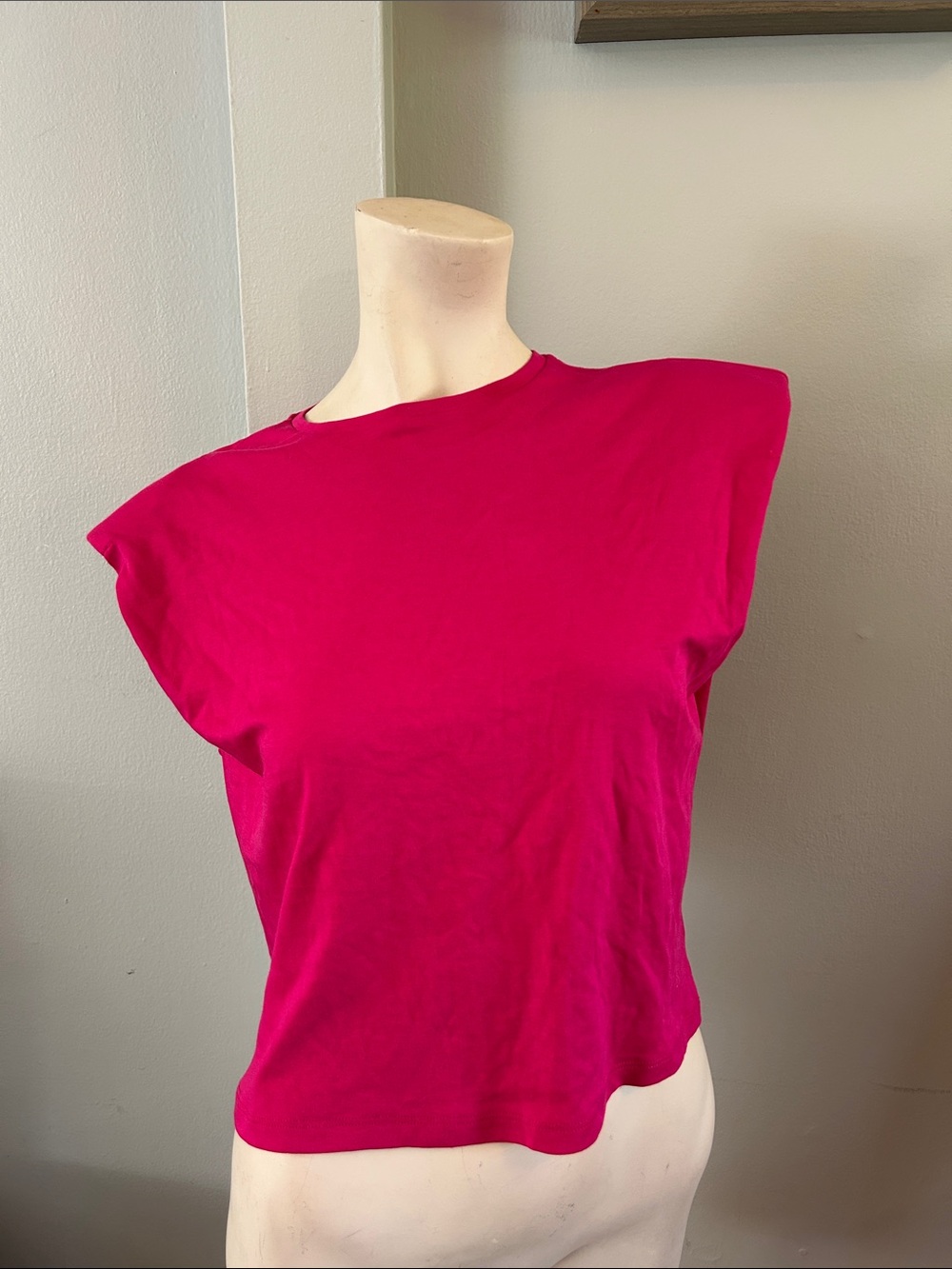 Babaton / Aritzia Women’s Fuchsia Shoulder pad Crewneck Top